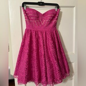 Pink floral strapless dress